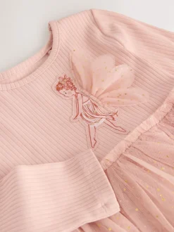 Next Rose motif fée - Robe de fête en maille à manches longues (3mois-7ans) Discount