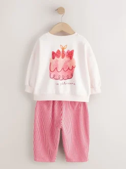 Next - Ensemble Sweat-shirt et jogging Coupe ballon (3mois -7ans) Rose motif gâteau Outlet