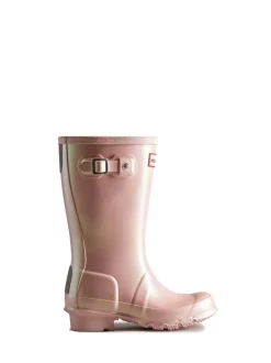 Hunter Rose métallisé - Bottes en caoutchouc Big Original Nebula enfant Clearance