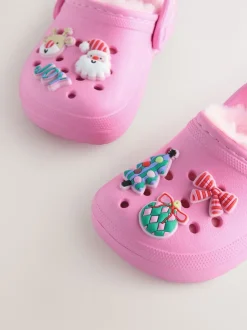 Next Rose Noël - Chaussons sabots doublés de fausse fourrure Online