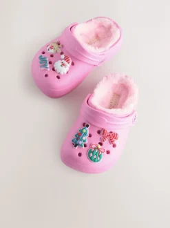 Next Rose Noël - Chaussons sabots doublés de fausse fourrure Online