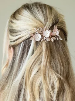 Ivory & Co Rose Or - Pince à fleurs émaillées et cristaux de gardénia Discount