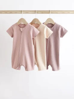 Next Rose pâle - Lot de 3 barboteuses zippées bidirectionnelles pour bébé (0mois3ans) New