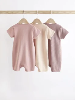 Next Rose pâle - Lot de 3 barboteuses zippées bidirectionnelles pour bébé (0mois3ans) New