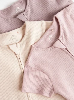 Next Rose pâle - Lot de 3 barboteuses zippées bidirectionnelles pour bébé (0mois3ans) New
