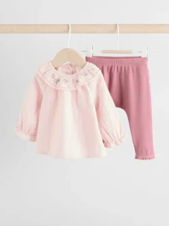 Next Rose rose - Haut bébé à manches longues et leggings Ensemble 2 pièces (0mois-2ans) Outlet