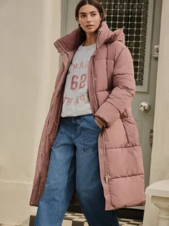 Next Rose rose - Manteau long rembourré imperméable Clearance