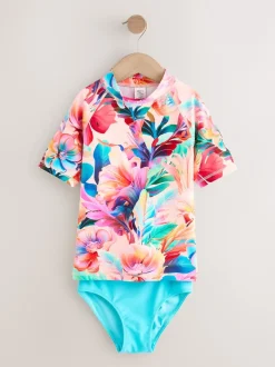 Next Rose tropical - Ensemble de bain à manches courtes Sunsafe Rash Gilet et Sous-vêtements (3-16ans) Best