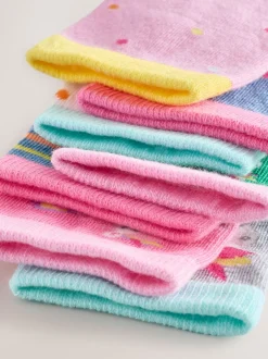 Next Rose, vert et bleu - Lot de 7 paires de socquettes en coton majoritaire motif licornes Sale