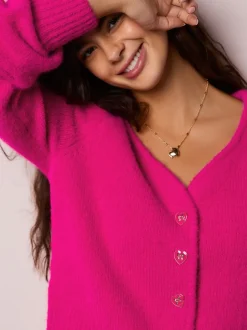 Next Rose vif - Cardigan boutonné cœur en laine Hot