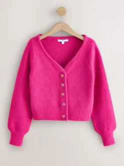 Next Rose vif - Cardigan boutonné cœur en laine Hot