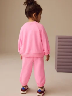 Next - Sweat à col ras du cou (3mths-7yrs) Rose vif Outlet