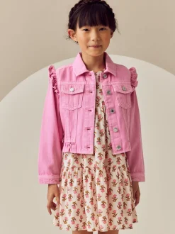 Next Rose vif - Veste en jean à épaules volantées (3-16ans) Hot