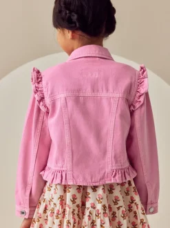 Next Rose vif - Veste en jean à épaules volantées (3-16ans) Hot