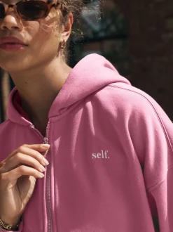 self. Rose vif - Veste zippée à capuche Hot
