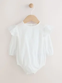 Next Rose/Blanc - Ensemble 3 pièces Bébé avec barboteuse et salopettes en maille et collants (0mois -2ans) Sale