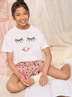 Lipsy Rose/Blanc - pyjama imprimé en jersey de coton (5-16ans) Discount