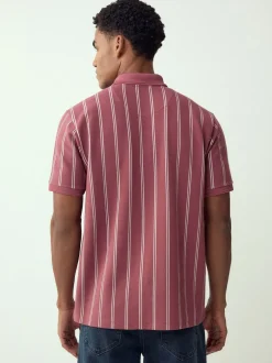 Next Rose/Blanc - Polo à rayures verticales Discount