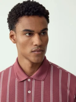 Next Rose/Blanc - Polo à rayures verticales Discount