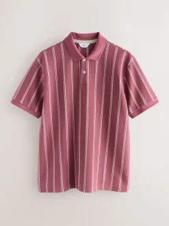 Next Rose/Blanc - Polo à rayures verticales Discount
