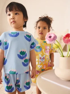 Next Rose/Bleu chat/Imprimé Fleuri - Pyjama court 3 Pack (9mois-12ans) Outlet