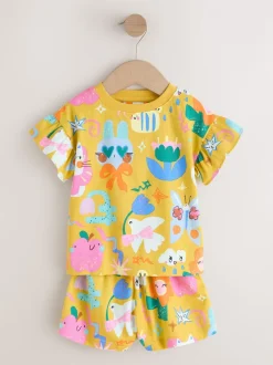 Next Rose/Bleu chat/Imprimé Fleuri - Pyjama court 3 Pack (9mois-12ans) Outlet