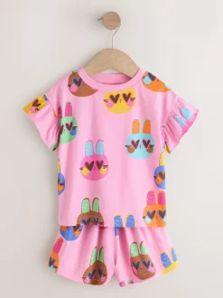 Next Rose/Bleu chat/Imprimé Fleuri - Pyjama court 3 Pack (9mois-12ans) Outlet