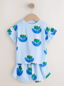 Next Rose/Bleu chat/Imprimé Fleuri - Pyjama court 3 Pack (9mois-12ans) Outlet