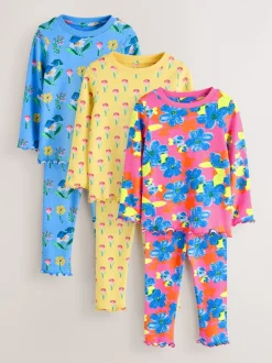 Next Rose/Bleu Fleuri Vif - Lot de 3 pyjamas Snuggle (9mois-16ans) Online