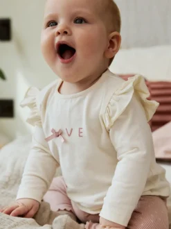 Next Rose/Crème - Ensemble 3 pièces pour veste, haut et legging en fourrure bébé (0mois-2ans) Sale