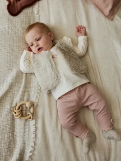 Next Rose/Crème - Ensemble 3 pièces pour veste, haut et legging en fourrure bébé (0mois-2ans) Sale