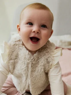 Next Rose/Crème - Ensemble 3 pièces pour veste, haut et legging en fourrure bébé (0mois-2ans) Sale