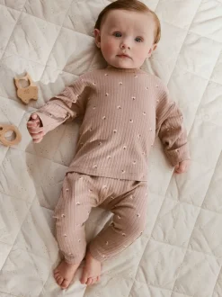 Next - Ensemble haut à manches longues et leggings 6 pièces (0mois-3ans) Rose/Crème/Marron Imprimé Best