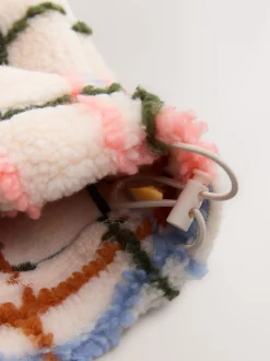 Next - Polaire douce en polaire en peau de mouton à col zippé Rose/écru à carreaux Best