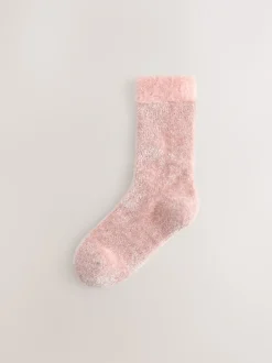 Next Rose/gris scintillant - Paquet de chaussettes Velvet Cosy 2 Clearance