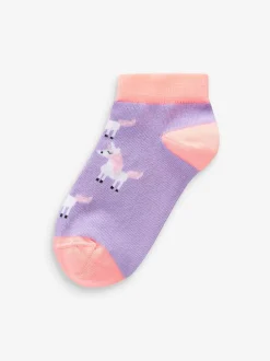 Next Rose/gris/violet - 5 Lot de chaussettes de sport en coton riche en licorne Character