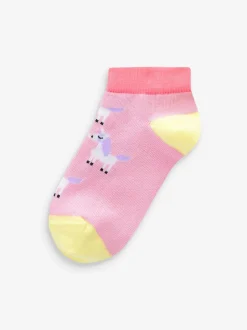 Next Rose/gris/violet - 5 Lot de chaussettes de sport en coton riche en licorne Character