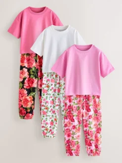 Next Rose/Noir - Lot de 3 pyjamas fleuris (3-16ans) Online
