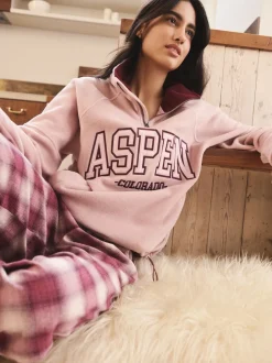 Next Rose/rouge bordeaux - Polaire graphique à demi-zippée Discount