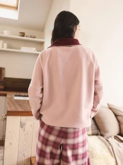 Next Rose/rouge bordeaux - Polaire graphique à demi-zippée Discount