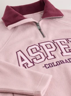 Next Rose/rouge bordeaux - Polaire graphique à demi-zippée Discount