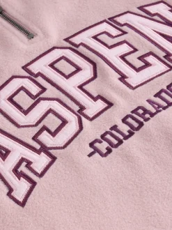 Next Rose/rouge bordeaux - Polaire graphique à demi-zippée Discount