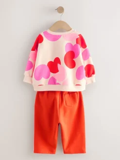 Next - Ensemble Sweat-shirt et jogging Coupe ballon (3mois -7ans) Rose/rouge motif cœurs Online