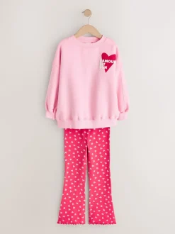 Next Rose/rouge motif cœurs - Ensemble Sweat-shirt et Leggings évasés (3-16ans) Best
