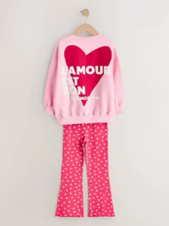 Next Rose/rouge motif cœurs - Ensemble Sweat-shirt et Leggings évasés (3-16ans) Best