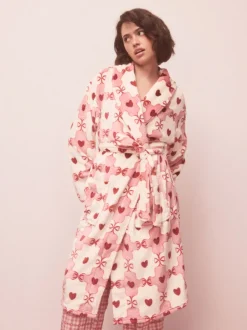 Next Rose/rouge motif cœurs - Peignoir ultra-doux Sale