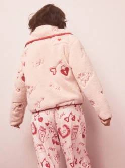 Next Rose/rouge motif cœurs - Polaire Borg à fermeture éclair New