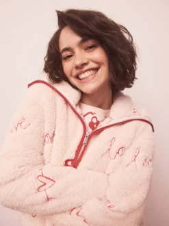 Next Rose/rouge motif cœurs - Polaire Borg à fermeture éclair New