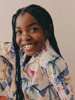 Next Rose/Vert Nœud Imprimé - Pyjama boutonné (3-16 ans) New