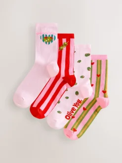 Next Rose/vert 'Olive You' - Paquet de chaussettes de cheville 4